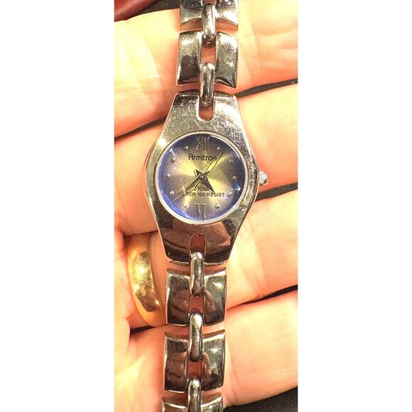 Women's Silver Tone 23mm Armitron Watch, WR 30M, Lavender Face - Picture 1 of 4